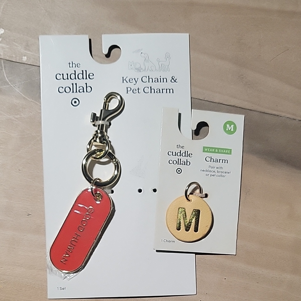 The Cuddle Collab Key Chain & Pet Charm Set - Red and Gold